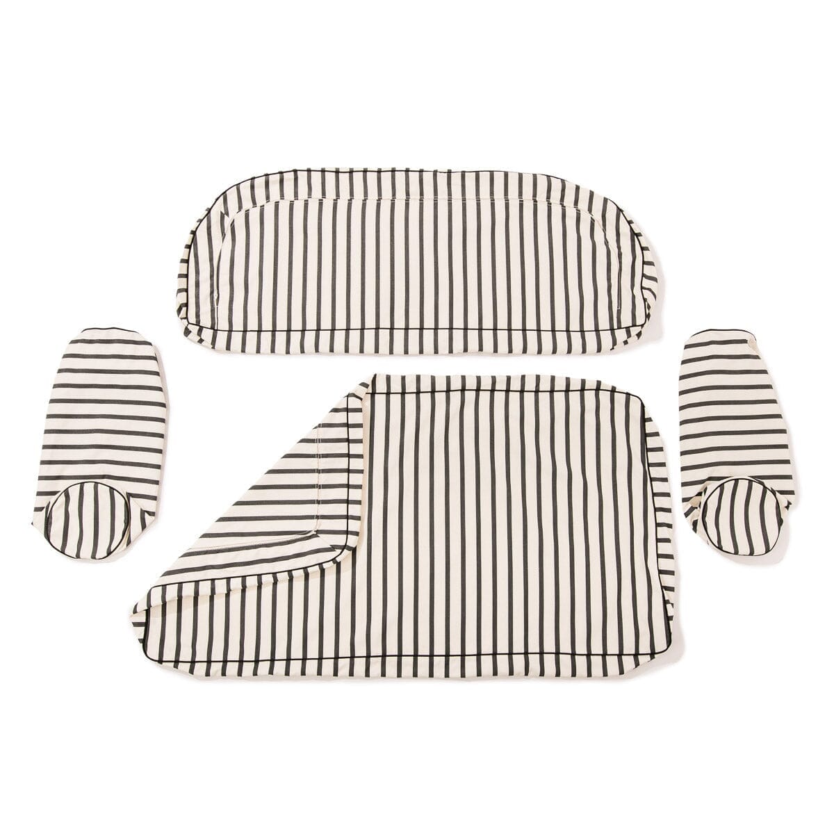 The Al Fresco Love Seat Cushion Cover Set - Monaco Black Stripe Al Fresco Love Seat Cushion Set Business & Pleasure Co.