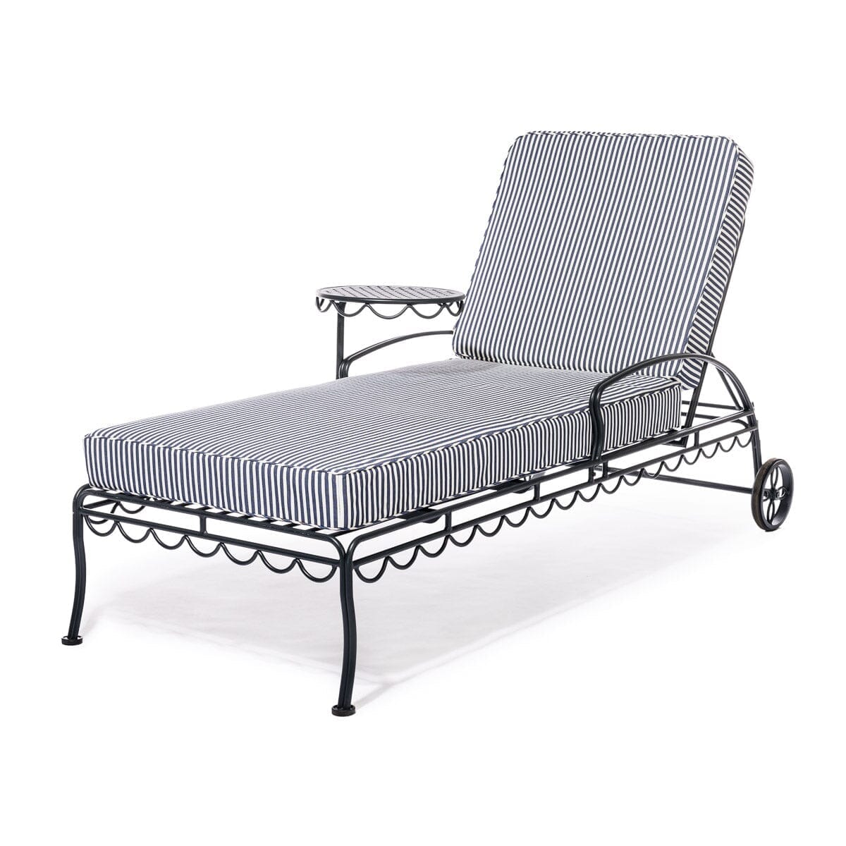 The Al Fresco Sun Lounger in Lauren's Navy Stripe | Vintage Black Frame Al Fresco Sun Lounger Kit Business & Pleasure Co.