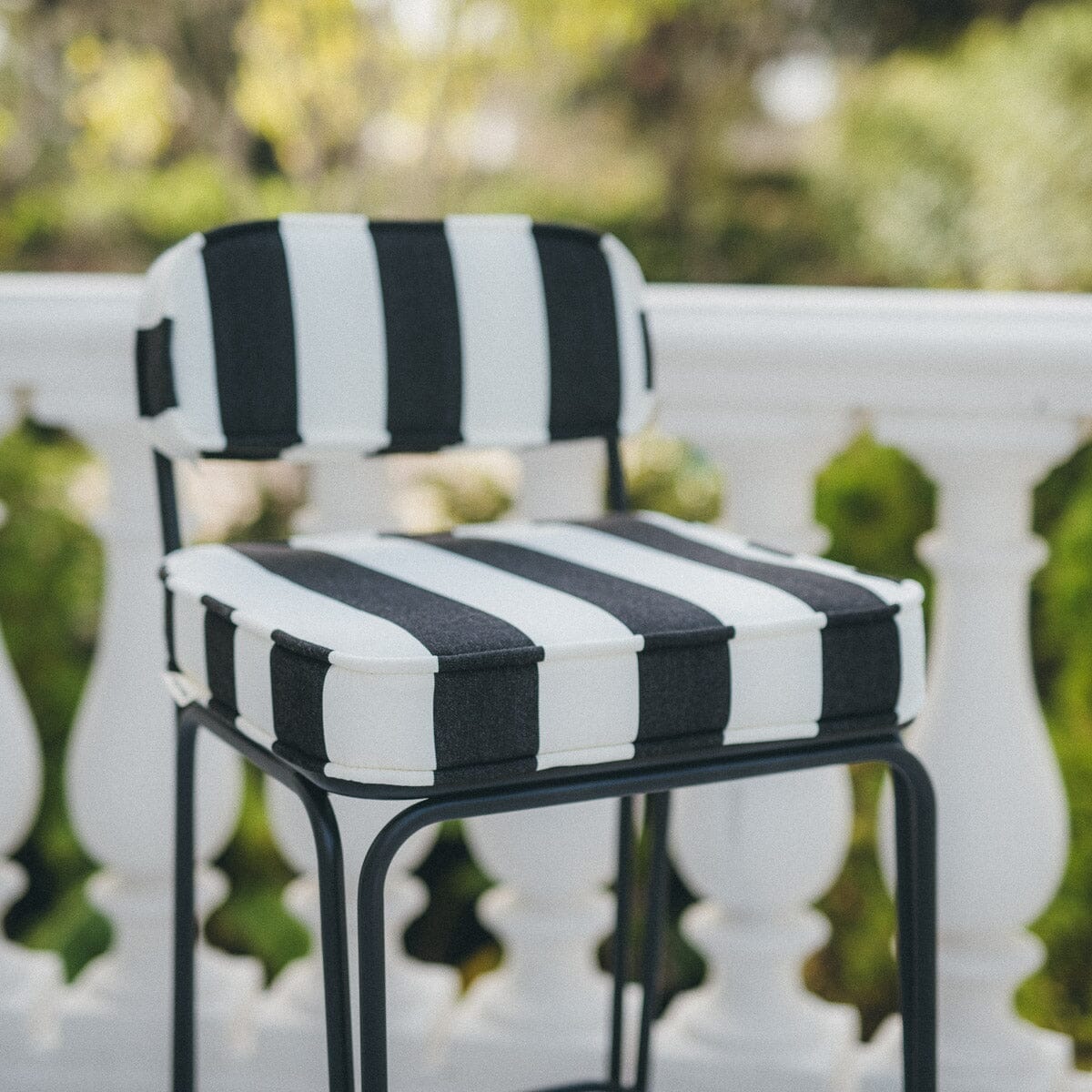 Waterhouse Bistro Stool in Crew Vintage Black Stripe | Vintage Black Frame Waterhouse Bistro Stool Kit Business & Pleasure Co Aus