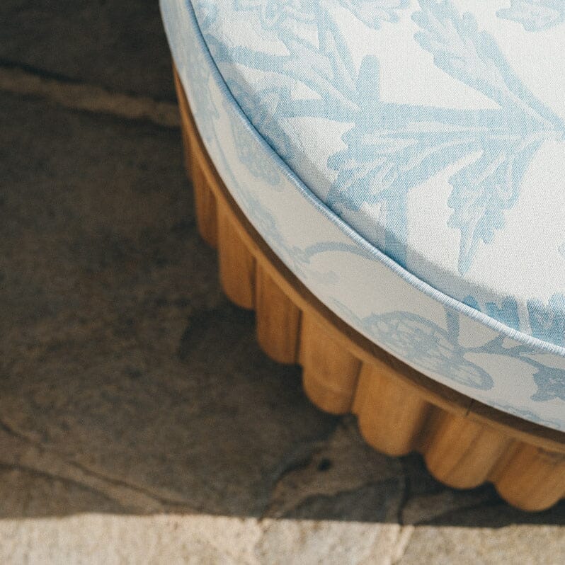 The Daisy Accent Swivel Chair in Hanalei Bay Blue Jacquard | Teakwood Frame Daisy Accent Chair Kit Business & Pleasure Co Aus