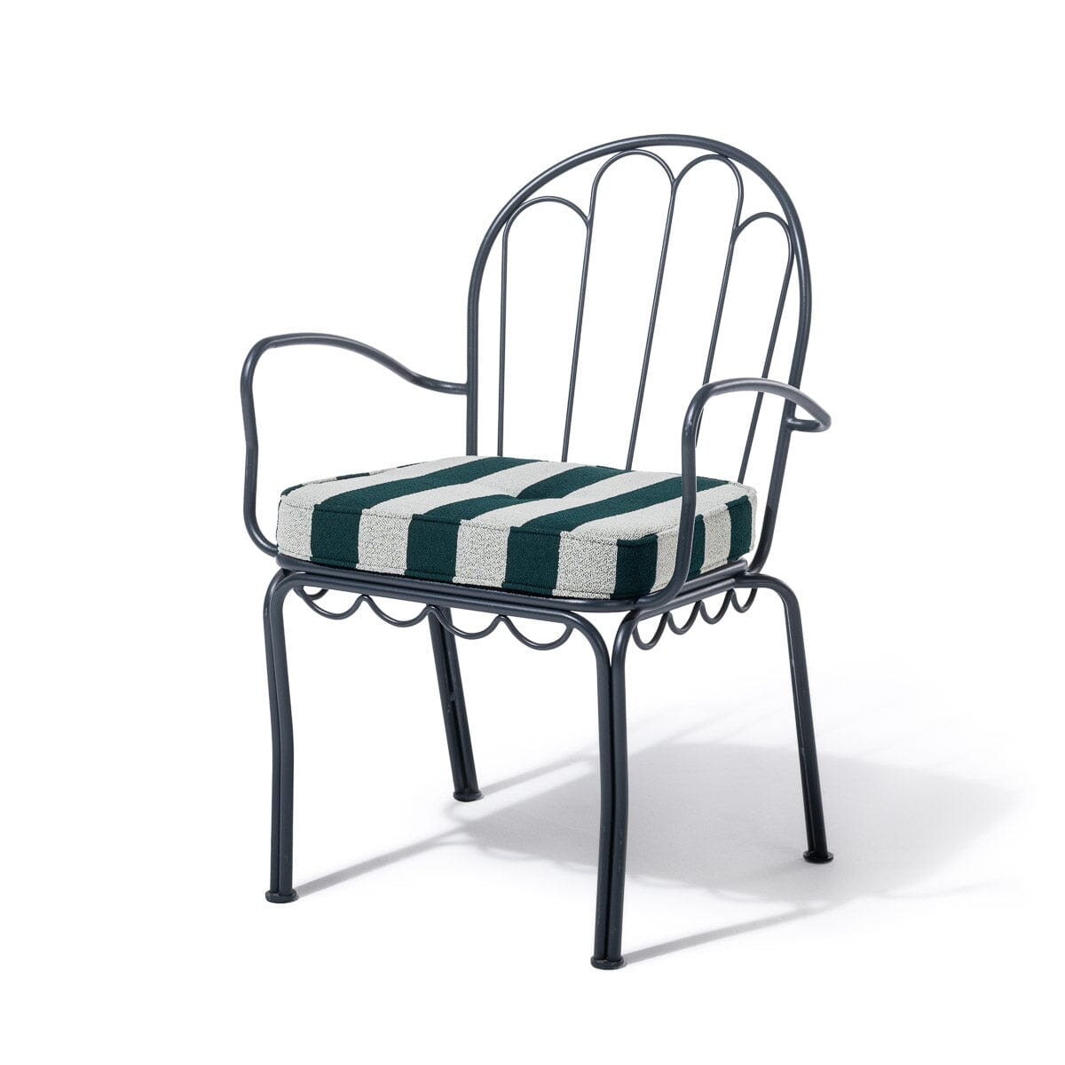The Al Fresco Dining Chair in Terry Green Stripe | Vintage Black Frame Al Fresco Dining Chair Business & Pleasure Co Aus
