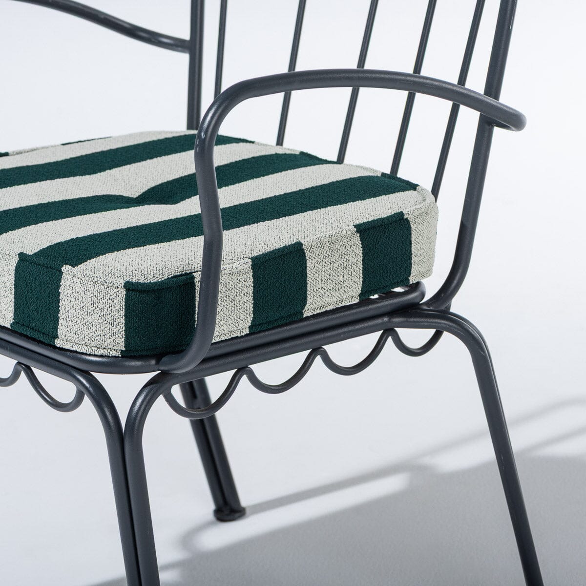 The Al Fresco Dining Chair in Terry Green Stripe | Vintage Black Frame Al Fresco Dining Chair Business & Pleasure Co Aus