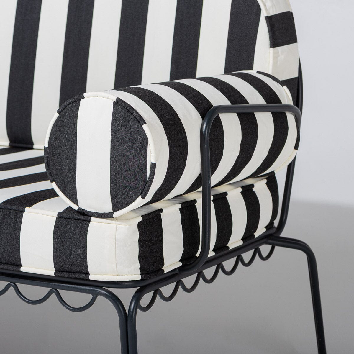 The Al Fresco Love Seat in Crew Vintage Black Stripe | Vintage Black Frame Al Fresco Love Seat Kit Business & Pleasure Co.