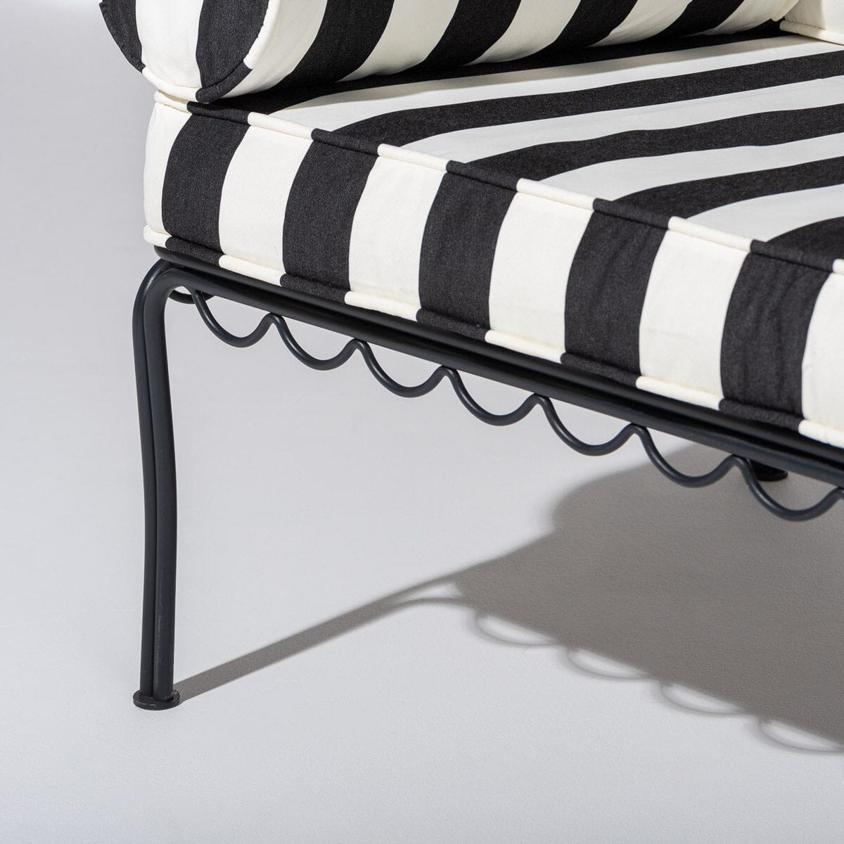 The Al Fresco Love Seat in Crew Vintage Black Stripe | Vintage Black Frame Al Fresco Love Seat Kit Business & Pleasure Co.