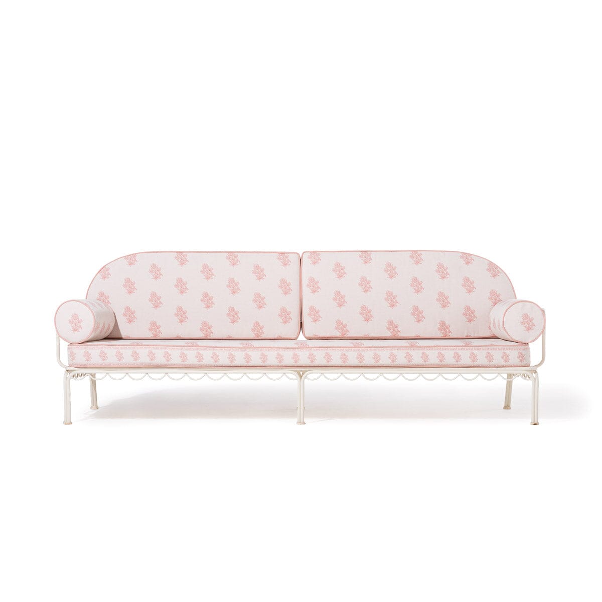 The Al Fresco Sofa by Amanda Lindroth in Jaipur Pink | Antique White Frame Al Fresco Sofa Kit B&P by Amanda Lindroth