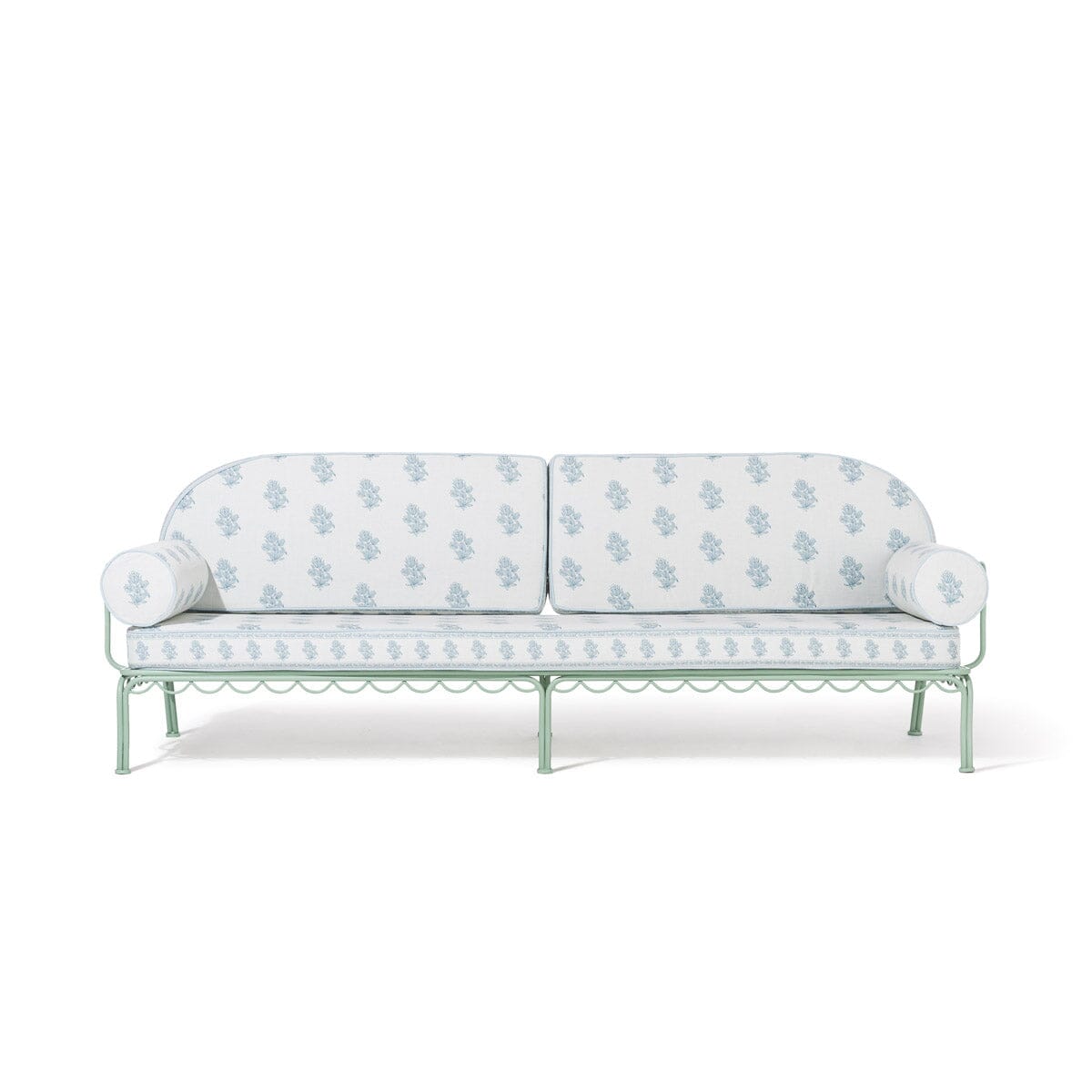 The Al Fresco Sofa by Amanda Lindroth in Jaipur Blue | Sage Green Frame Al Fresco Sofa Kit B&P by Amanda Lindroth