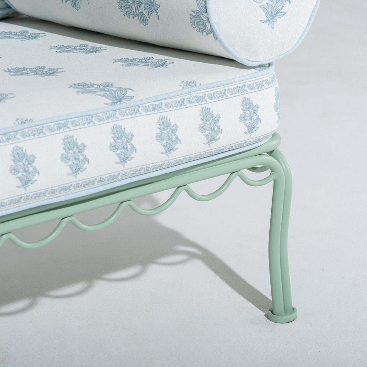 The Al Fresco Sofa by Amanda Lindroth in Jaipur Blue | Sage Green Frame Al Fresco Sofa Kit B&P by Amanda Lindroth