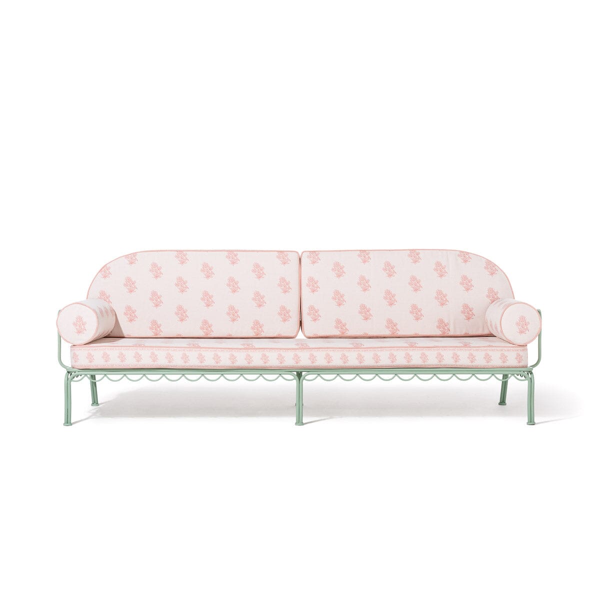 The Al Fresco Sofa by Amanda Lindroth in Jaipur Pink | Sage Green Frame Al Fresco Sofa Kit B&P by Amanda Lindroth