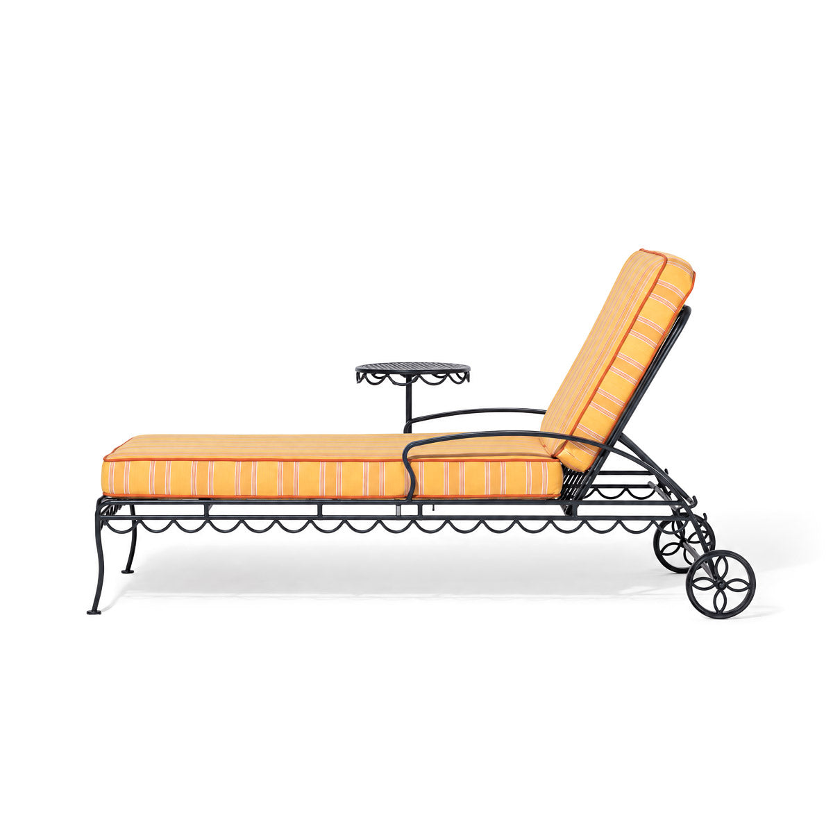 The Al Fresco Sun Lounger in Bistro Papaya Stripe | Vintage Black Frame