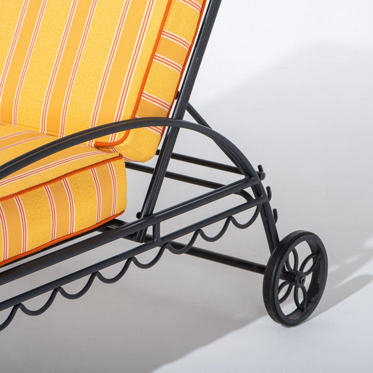 The Al Fresco Sun Lounger in Bistro Papaya Stripe | Vintage Black Frame Al Fresco Sun Lounger Kit Business & Pleasure Co Aus