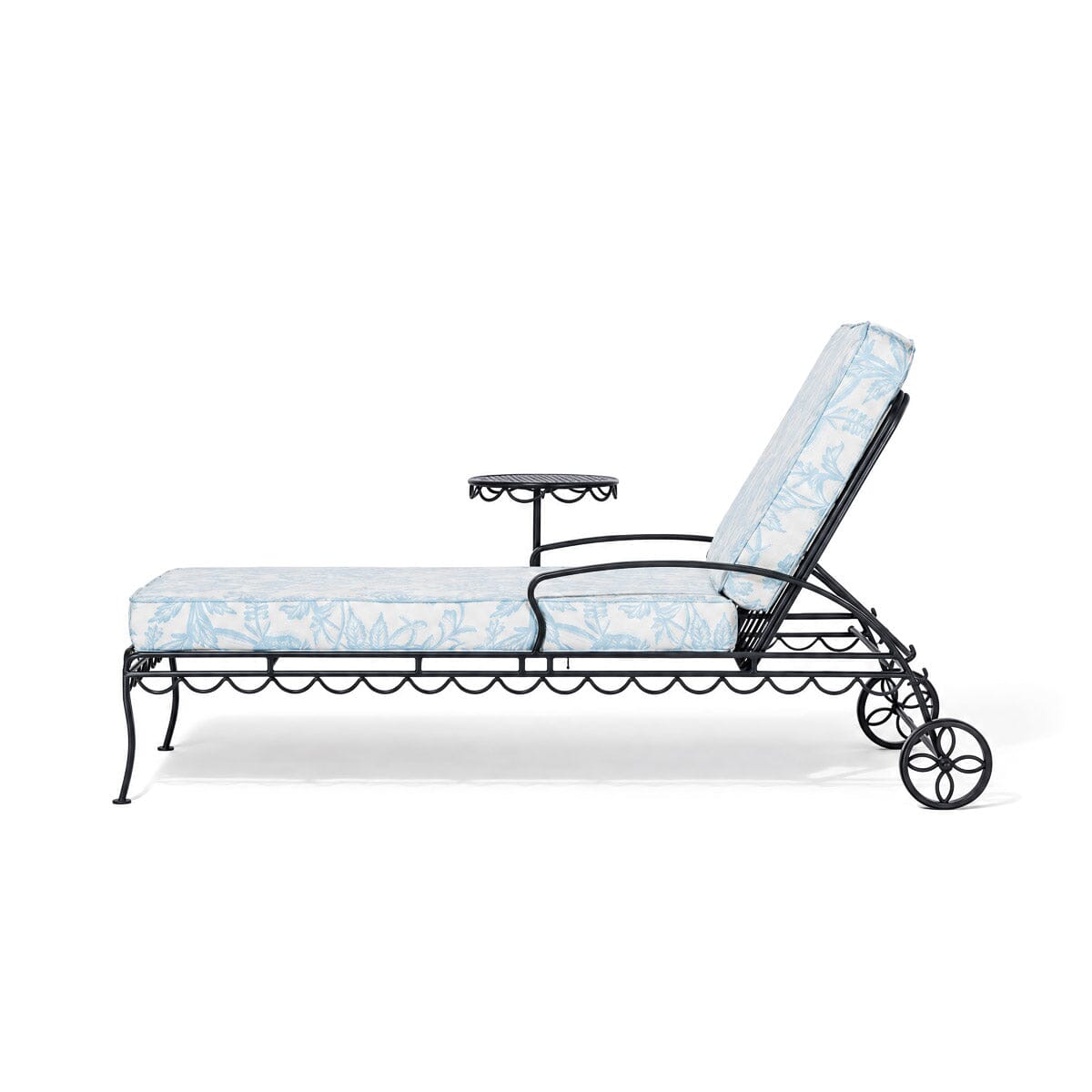 The Al Fresco Sun Lounger in Hanalai Bay Blue Jacquard | Vintage Black Frame Al Fresco Sun Lounger Kit Business & Pleasure Co Aus