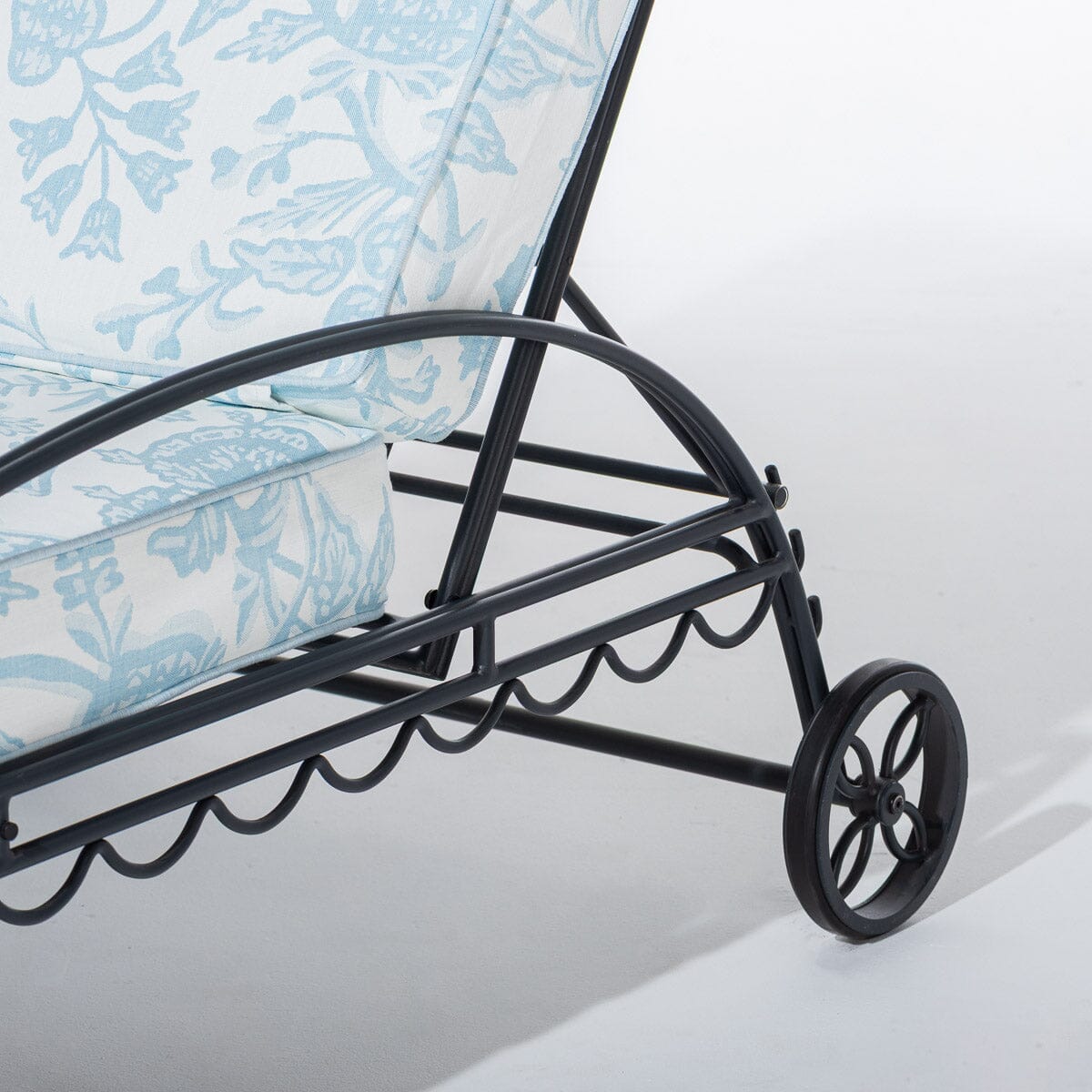 The Al Fresco Sun Lounger in Hanalai Bay Blue Jacquard | Vintage Black Frame Al Fresco Sun Lounger Kit Business & Pleasure Co Aus