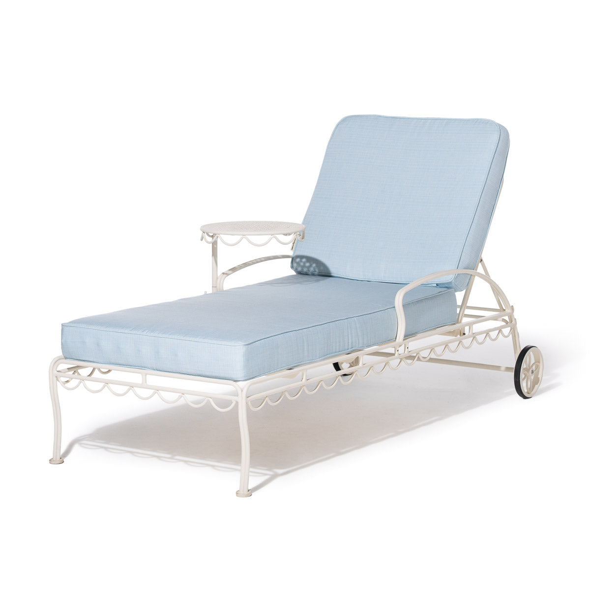 Product image of The Al Fresco Sun Lounger in Sky Blue | Antique White Frame