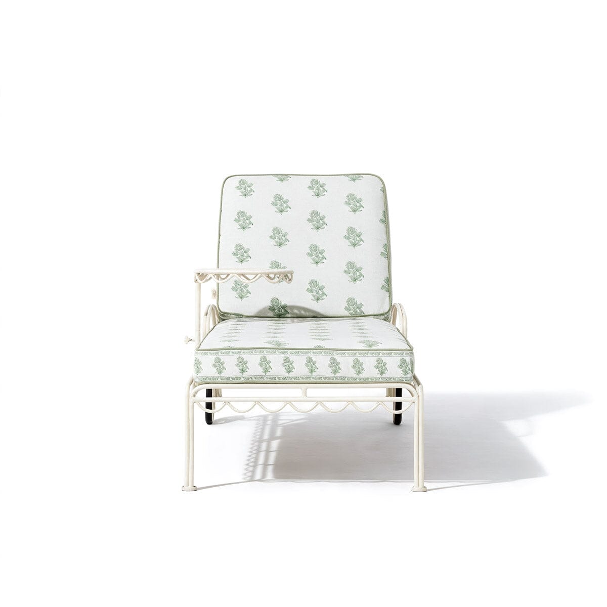 The Al Fresco Sun Lounger by Amanda Lindroth in Jaipur Green | Antique White Frame Al Fresco Sun Lounger Kit B&P by Amanda Lindroth