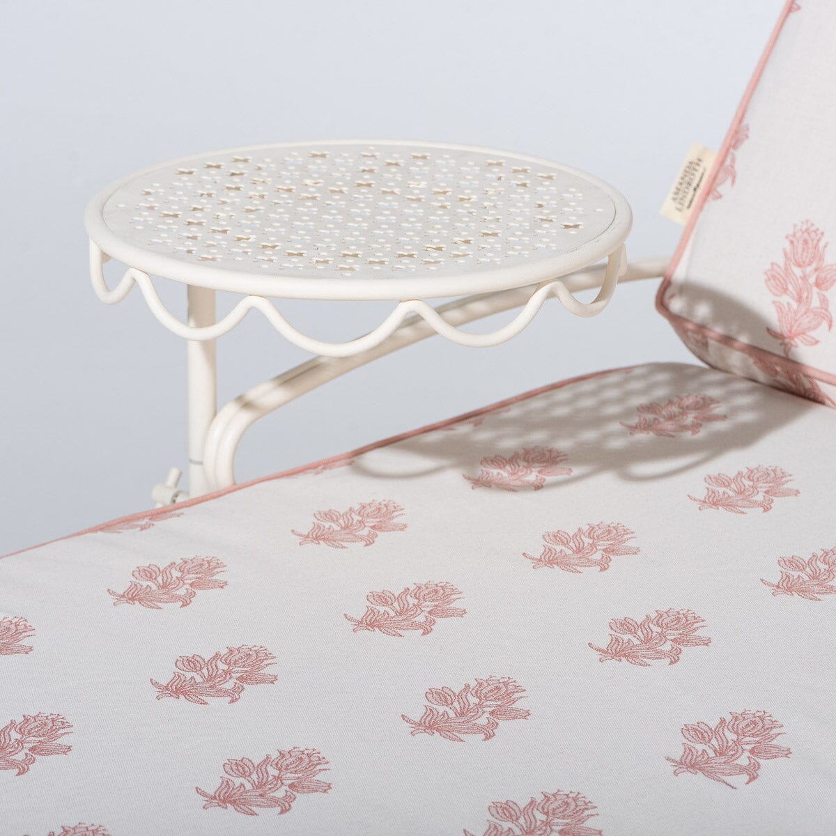The Al Fresco Sun Lounger by Amanda Lindroth in Jaipur Pink | Antique White Frame Al Fresco Sun Lounger Kit B&P by Amanda Lindroth