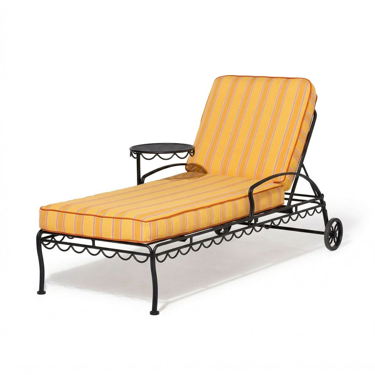 The Al Fresco Sun Lounger in Bistro Papaya Stripe | Vintage Black Frame Al Fresco Sun Lounger Kit Business & Pleasure Co Aus