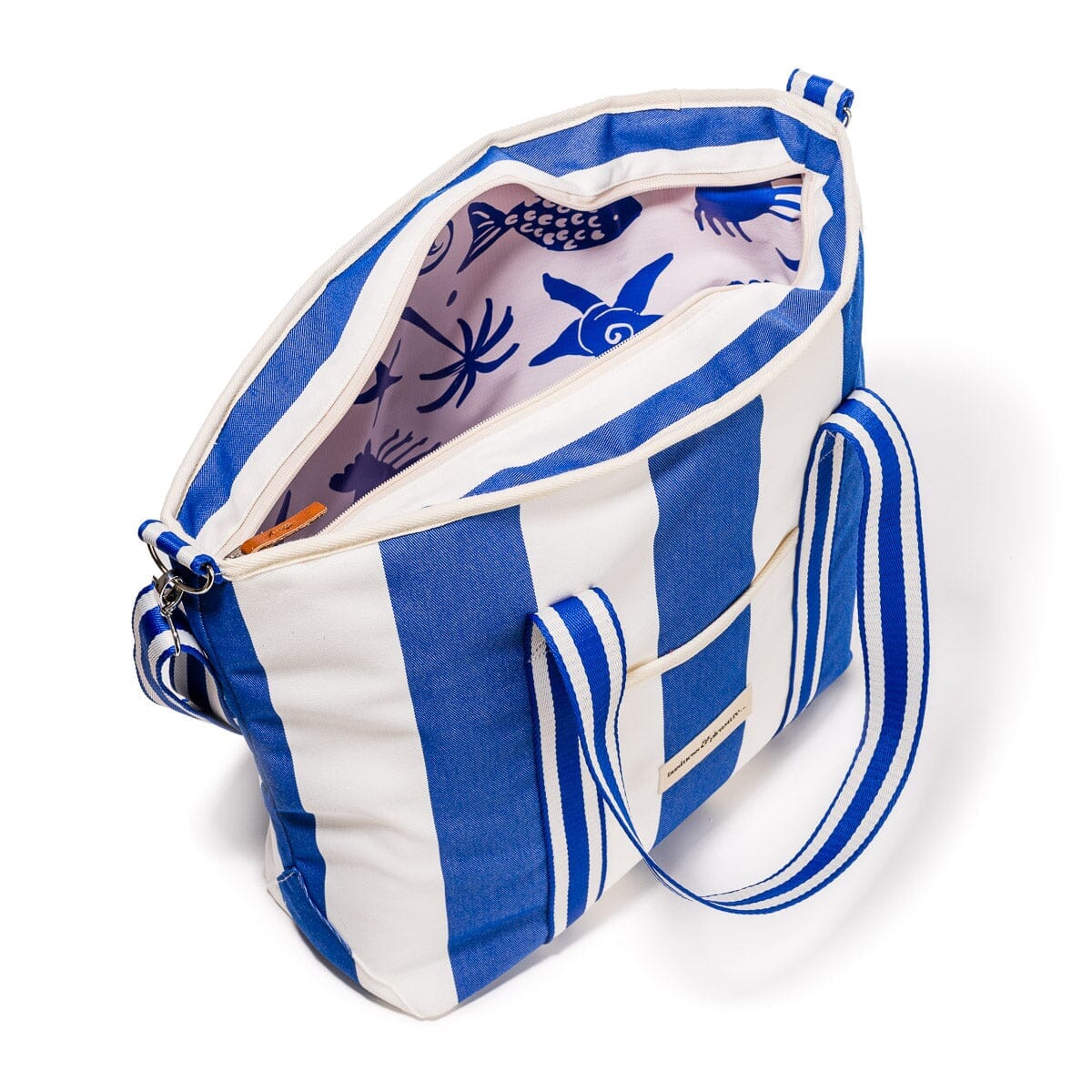 The Cooler Tote Bag - Crew Mediterranean Blue Stripe Cooler Tote Business & Pleasure Co.