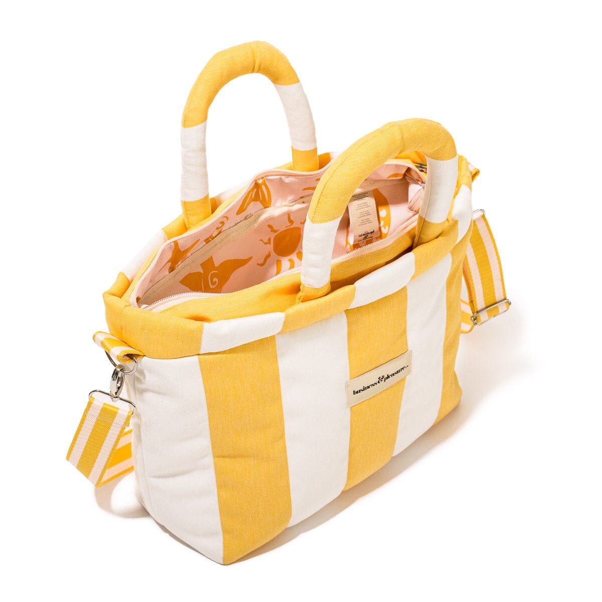 The Cloud Cooler Tote Bag - Crew Mimosa Yellow Stripe Cloud Cooler Tote Bag Business & Pleasure Co.