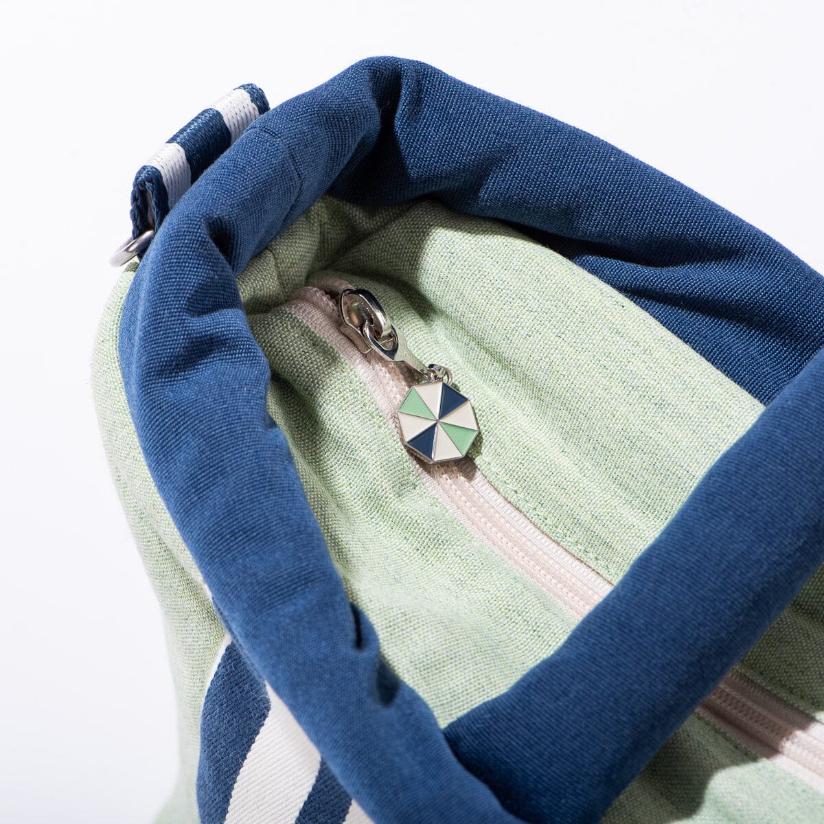 The Cloud Cooler Tote Bag x Julia Berolzheimer in Green Stripes Cloud Cooler Tote Bag B&P Co. x Julia Berolzheimer