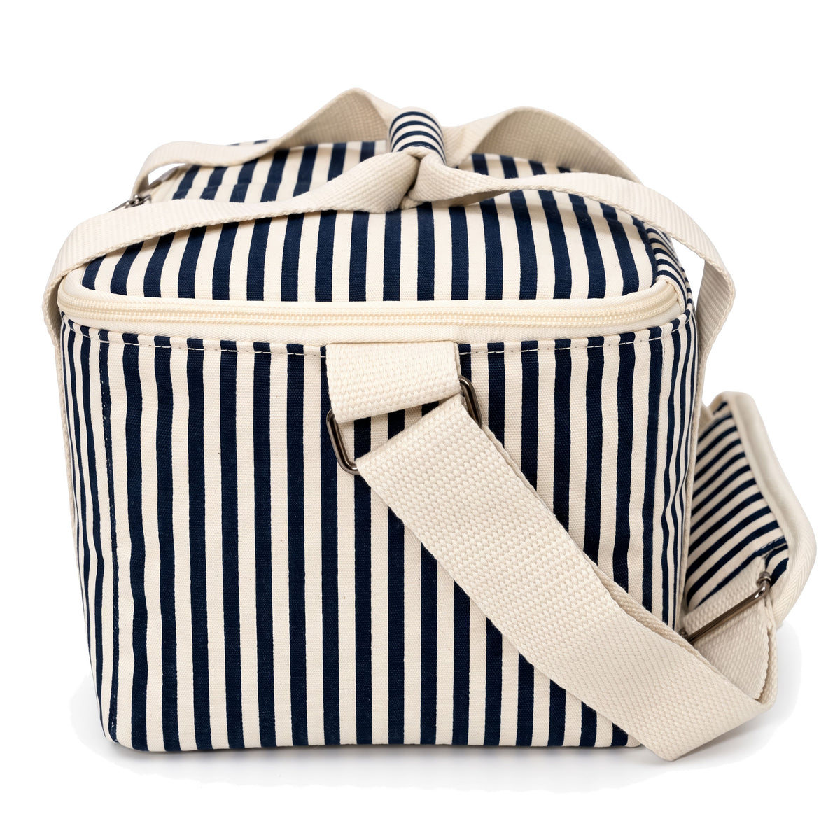 The Holiday Cooler Bag in Lauren's Navy Stripe Holiday Cooler Business & Pleasure Co.