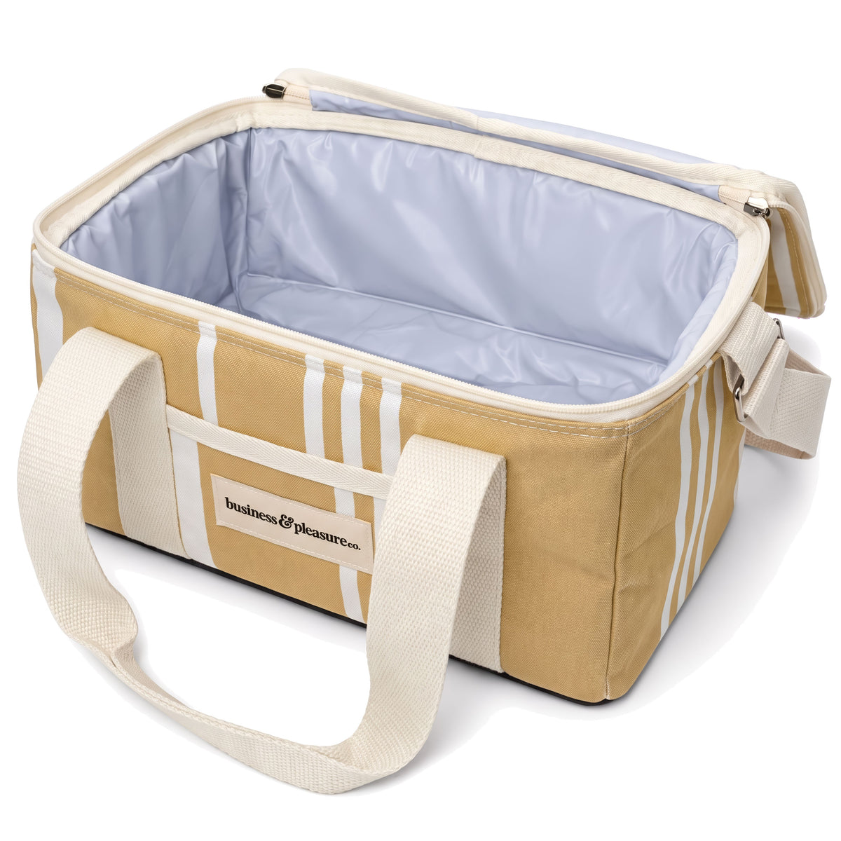 The Holiday Cooler Bag in Vintage Yellow Stripe Holiday Cooler Business & Pleasure Co.