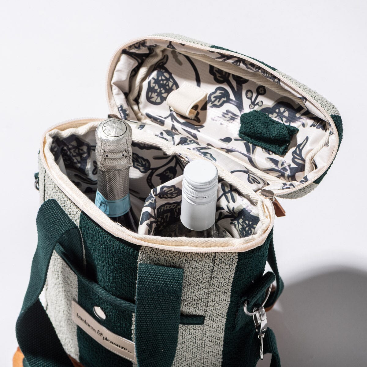 The Wine Cooler Tote Bag - Terry Green Stripe Wine Cooler Tote Bag Business & Pleasure Co Aus
