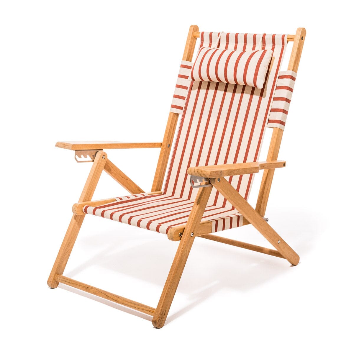 The Tommy Chair - Teak Natural - Monaco Le Sirenuse Stripe Tommy Chair Business & Pleasure Co.