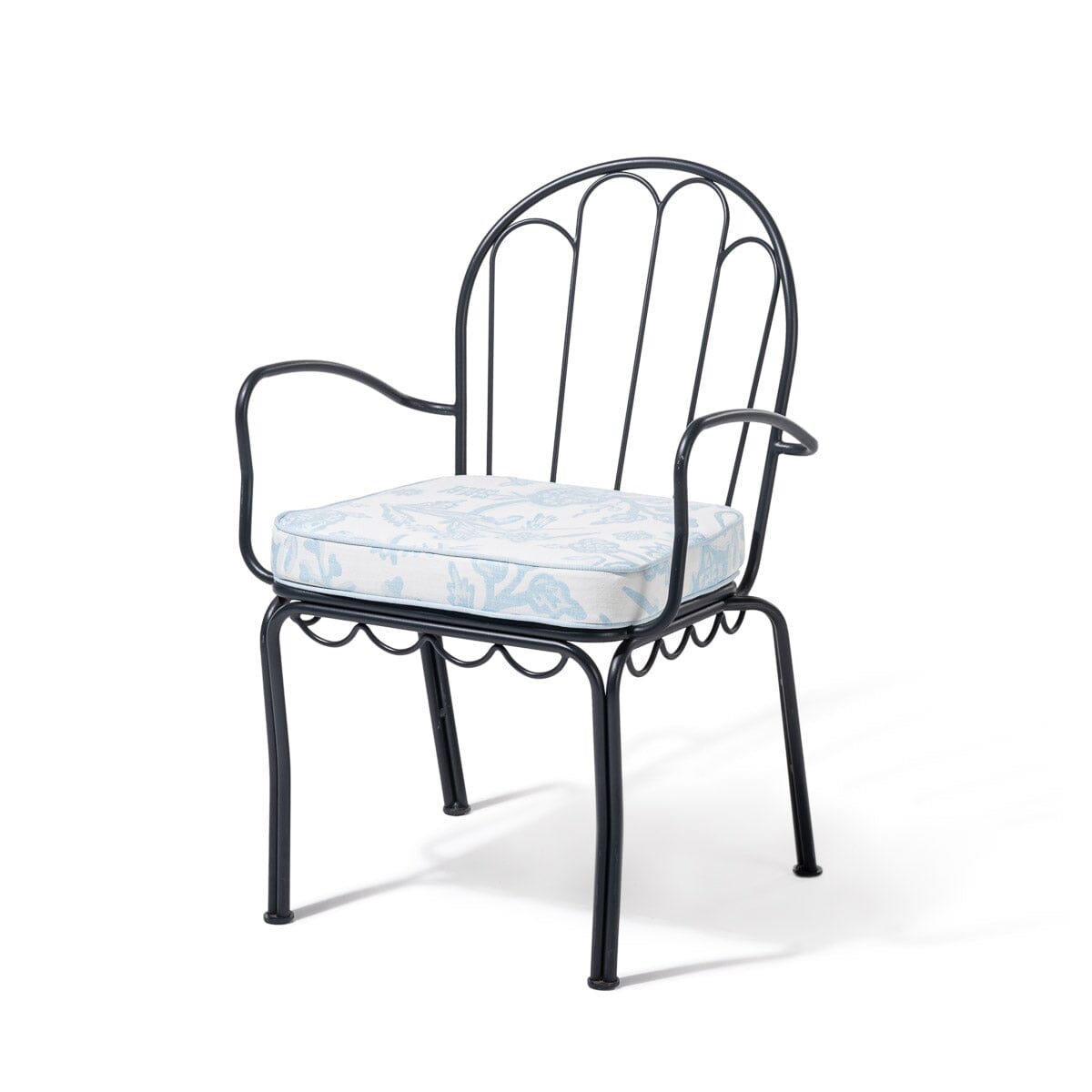 The Al Fresco Dining Chair in Hanalai Bay Blue Jacquard | Vintage Black Frame Al Fresco Dining Chair Business & Pleasure Co Aus