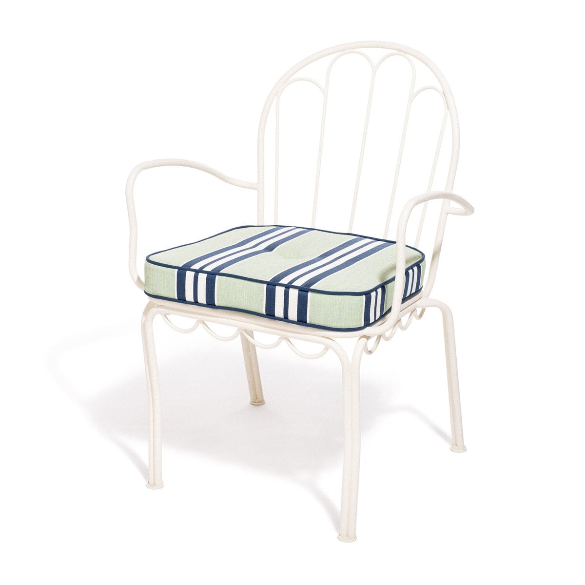 The Al Fresco Dining Chair Cushion x Julia Berolzheimer in Green Stripes Al Fresco Dining Chair Cushion B&P Co. x Julia Berolzheimer