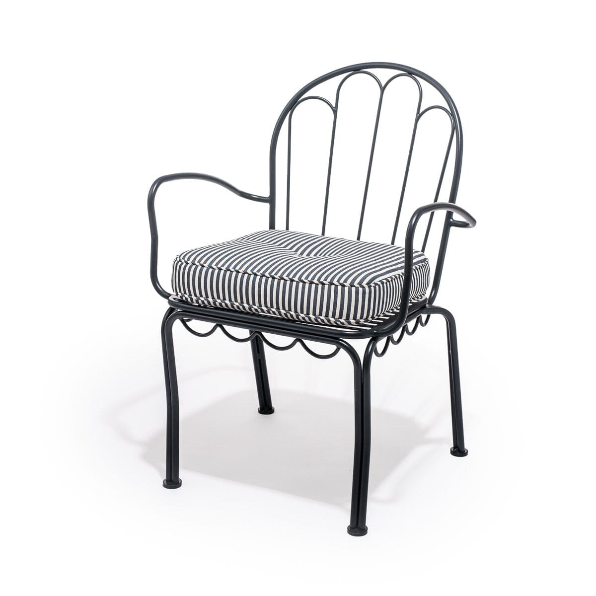 The Al Fresco Dining Chair in Lauren's Navy Stripe | Vintage Black Frame Al Fresco Dining Chair Business & Pleasure Co Aus