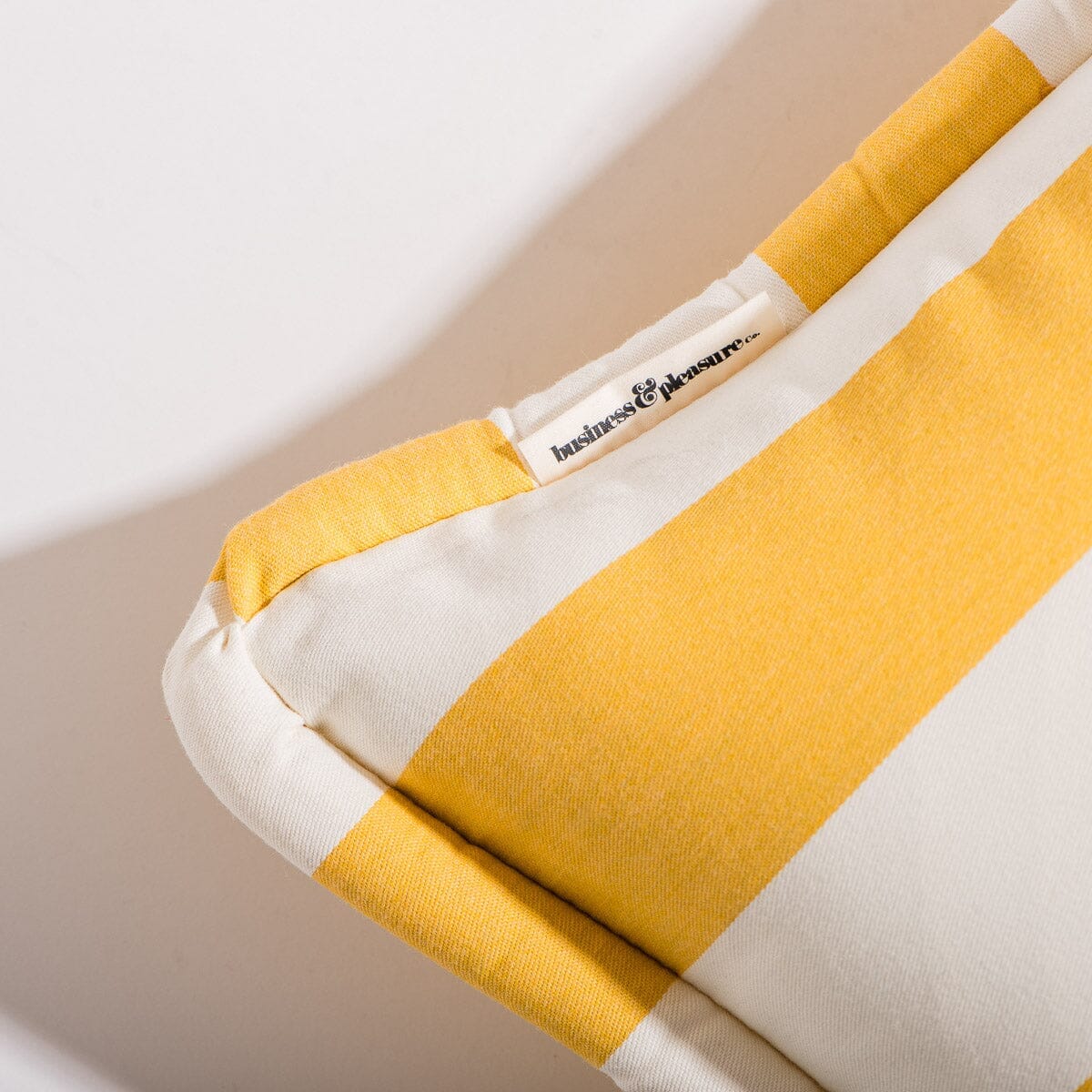 The Small Square Throw Pillow - Crew Mimosa Yellow Stripe Small Square Throw Business & Pleasure Co.