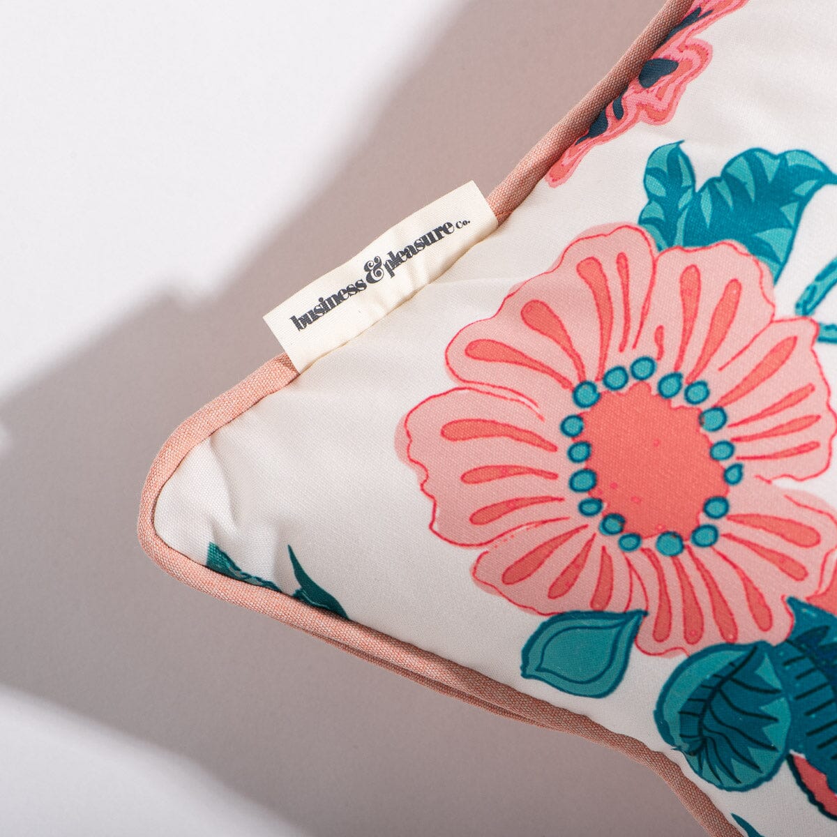 The Small Square Throw Pillow - Paisley Bay Palm Pink Small Square Throw Pillow Business & Pleasure Co Aus