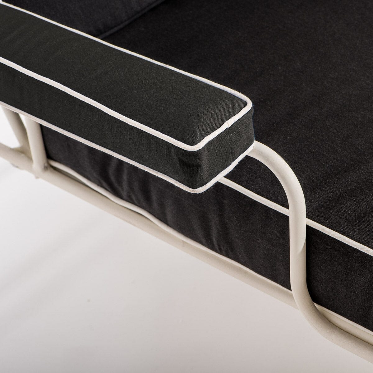 The Waterhouse Sun Lounger in Rivie Black | Antique White Frame Kit Business & Pleasure Co.