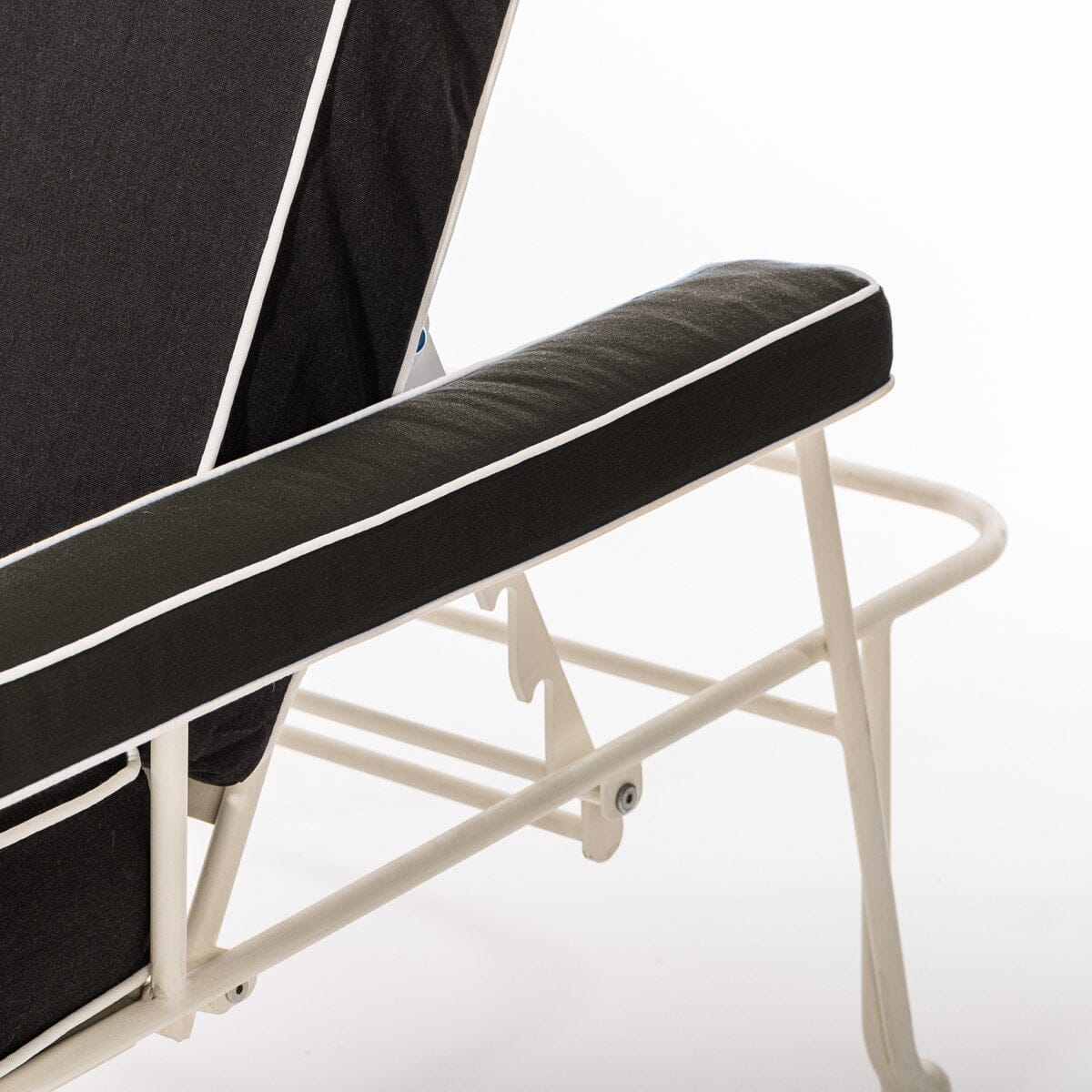 The Waterhouse Sun Lounger in Rivie Black | Antique White Frame Kit Business & Pleasure Co.