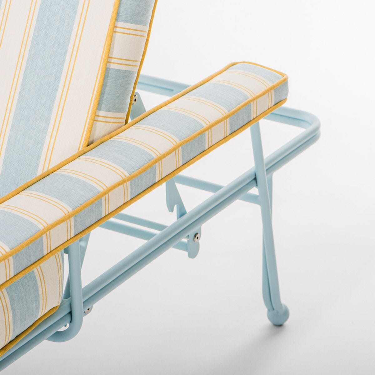 The Waterhouse Sun Lounger in Tuuli Stripe Blue | Powder Blue Frame Waterhouse Sun Lounger Kit Business & Pleasure Co.