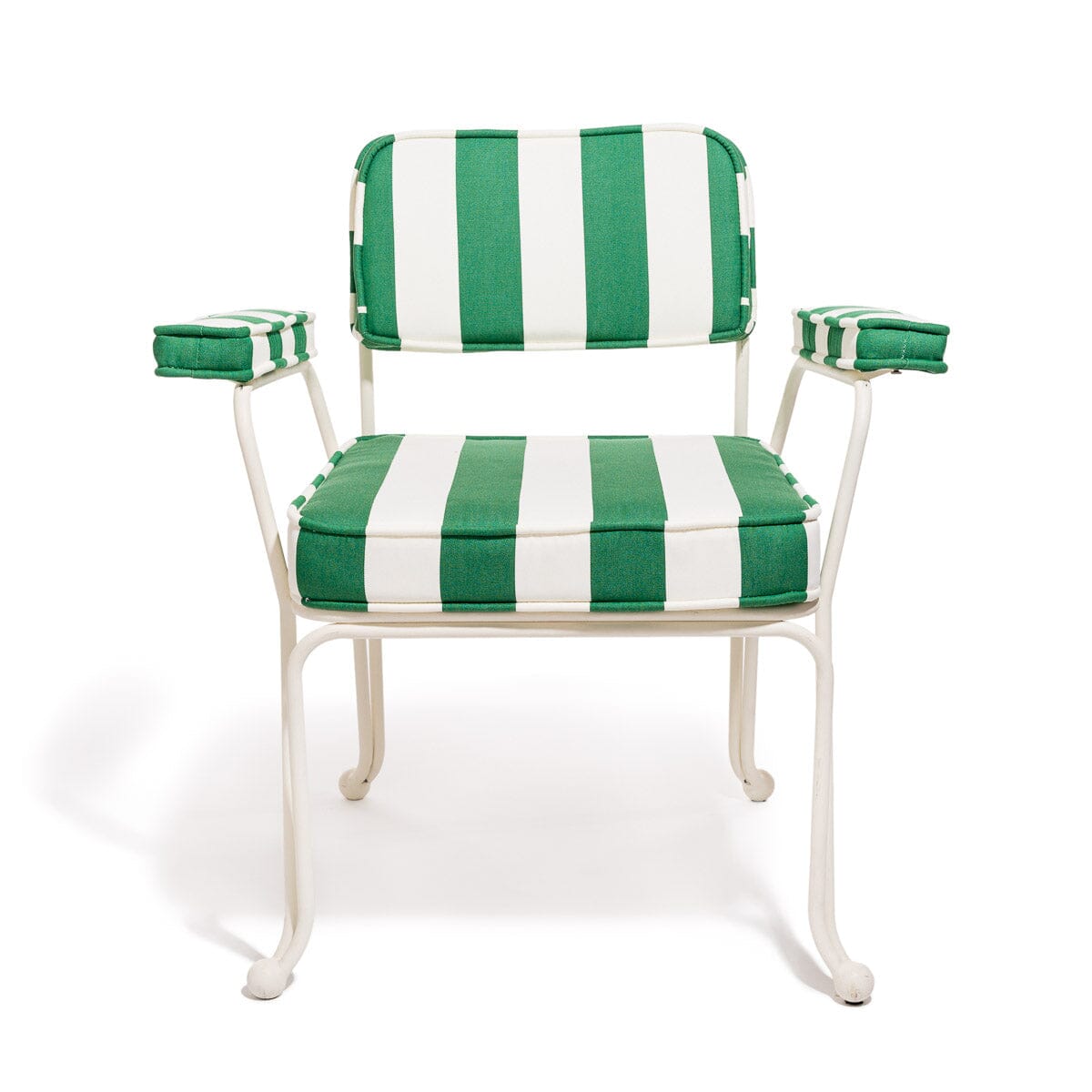 The Waterhouse Dining Chair in Crew Canyon Green Stripe | Antique White Frame Kit Business & Pleasure Co.