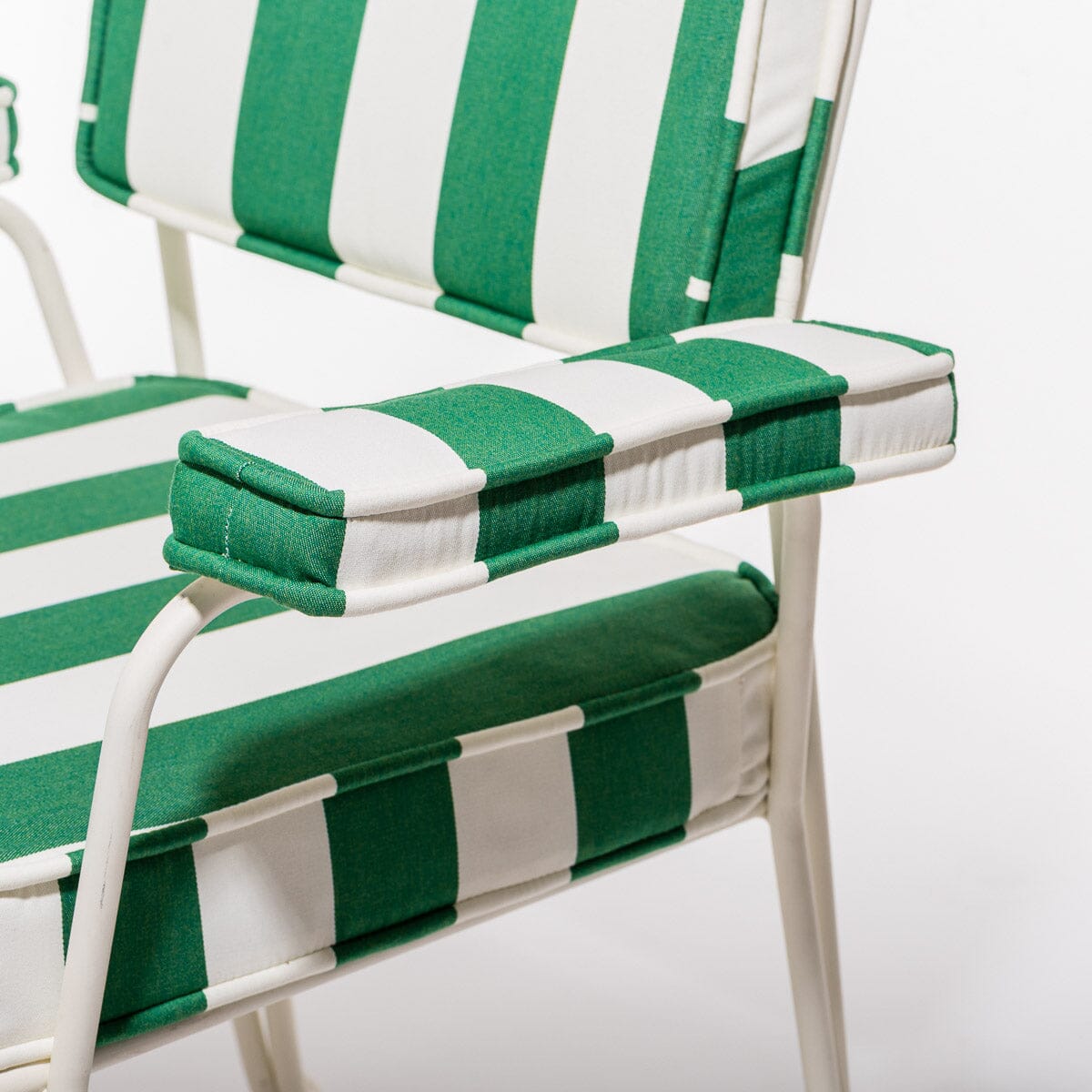 The Waterhouse Dining Chair in Crew Canyon Green Stripe | Antique White Frame Kit Business & Pleasure Co.