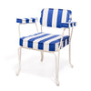 Swatch for The Waterhouse Dining Chair in Crew Mediterranean Blue Stripe | Antique White Frame