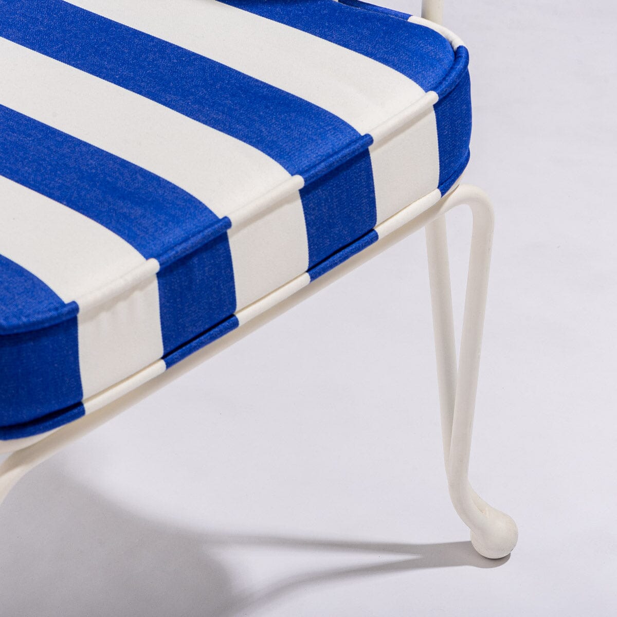 The Waterhouse Dining Chair in Crew Mediterranean Blue Stripe | Antique White Frame Kit Business & Pleasure Co.
