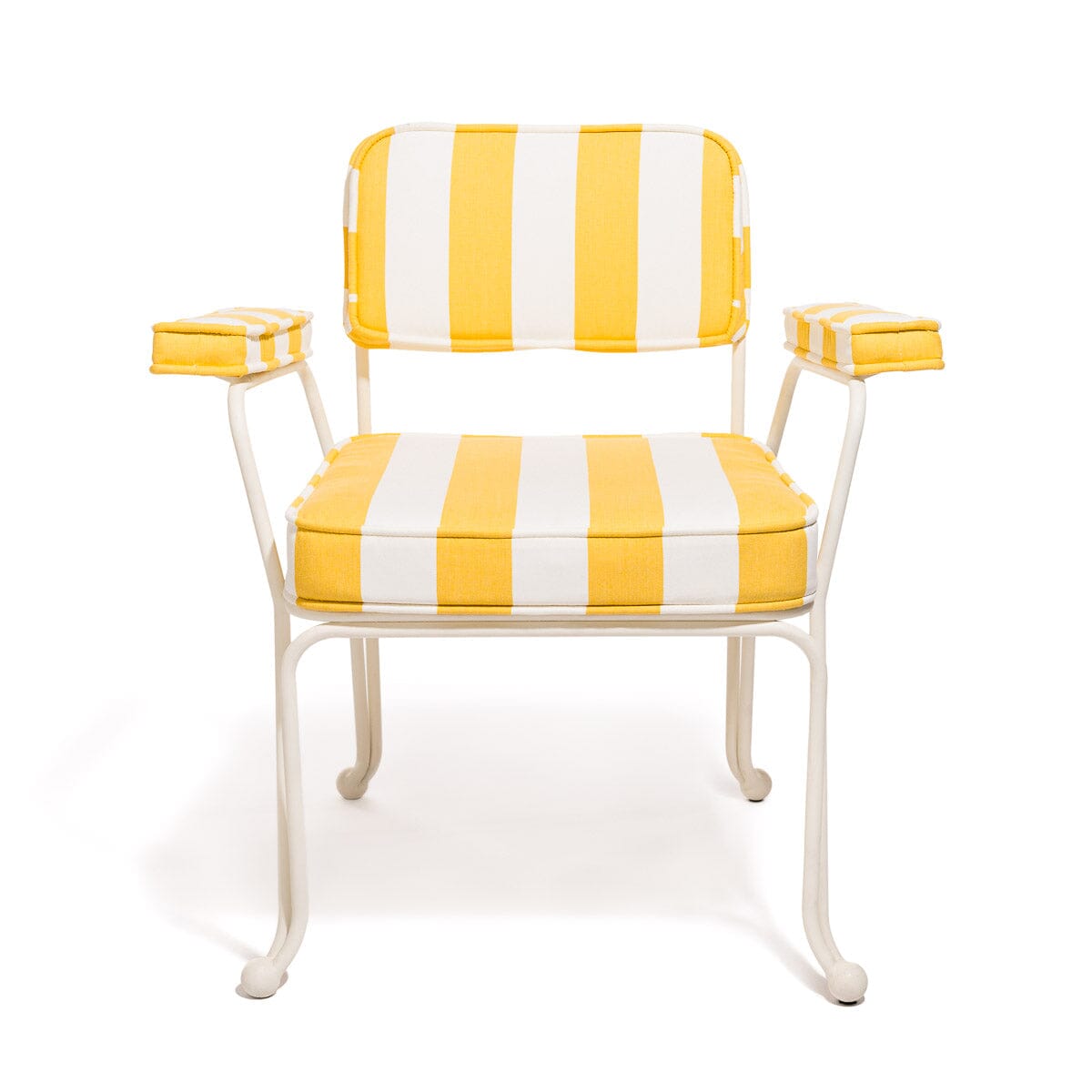 The Waterhouse Dining Chair in Crew Mimosa Yellow Stripe | Antique White Frame Kit Business & Pleasure Co.