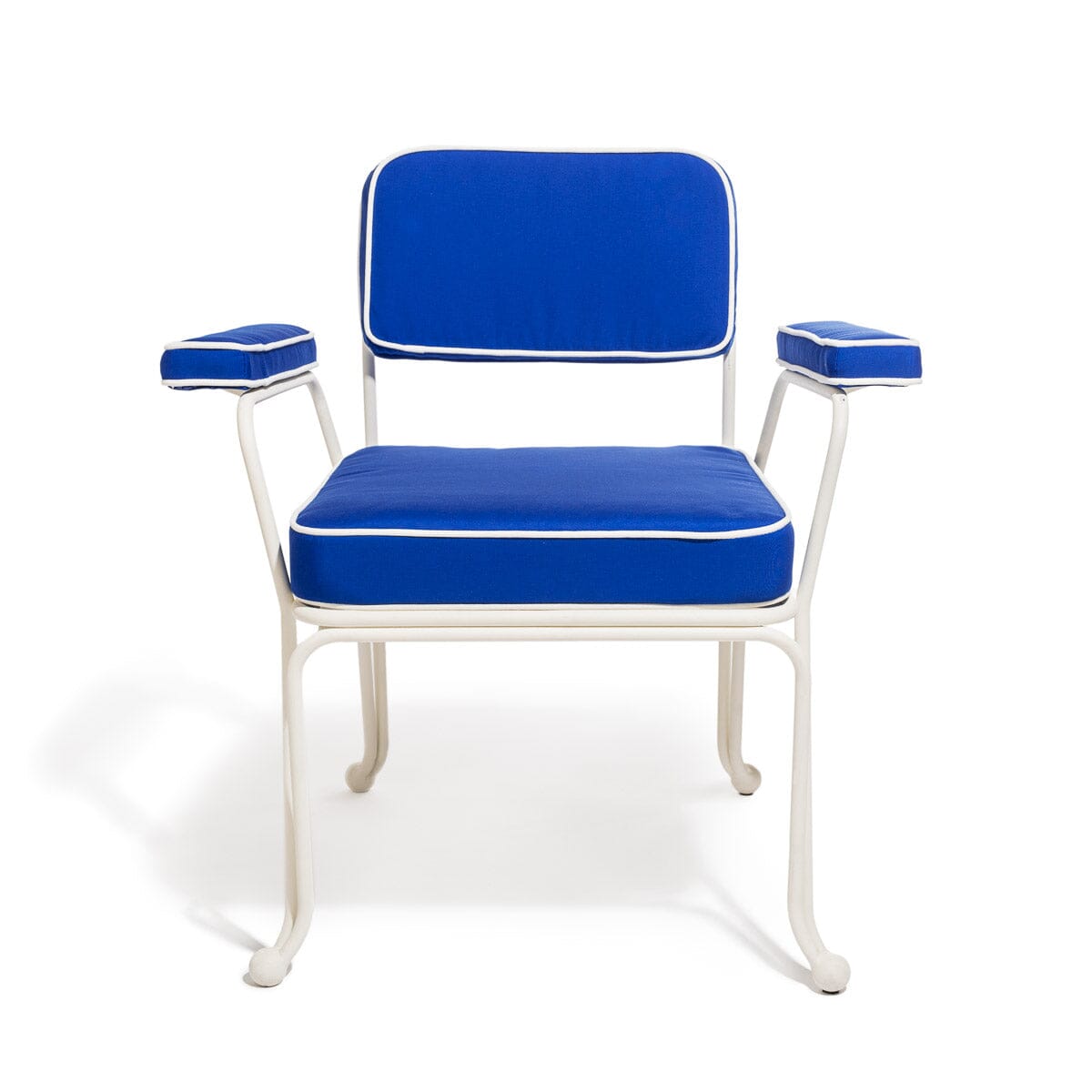 The Waterhouse Dining Chair in Rivie Mediterranean Blue | Antique White Frame Kit Business & Pleasure Co.