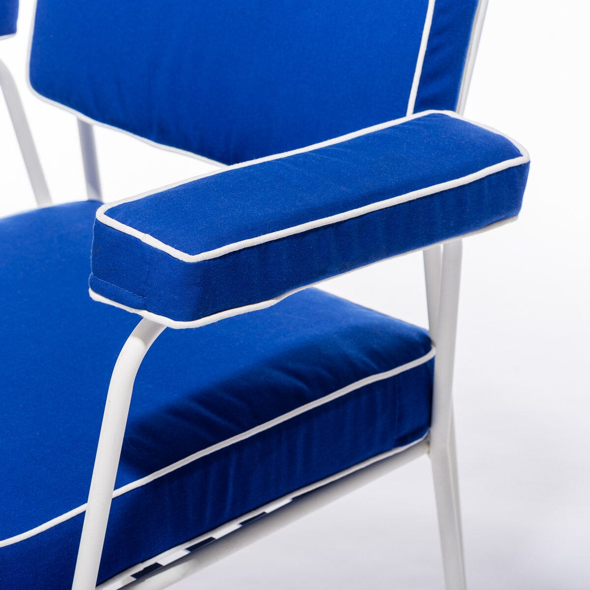 The Waterhouse Dining Chair in Rivie Mediterranean Blue | Antique White Frame Kit Business & Pleasure Co.