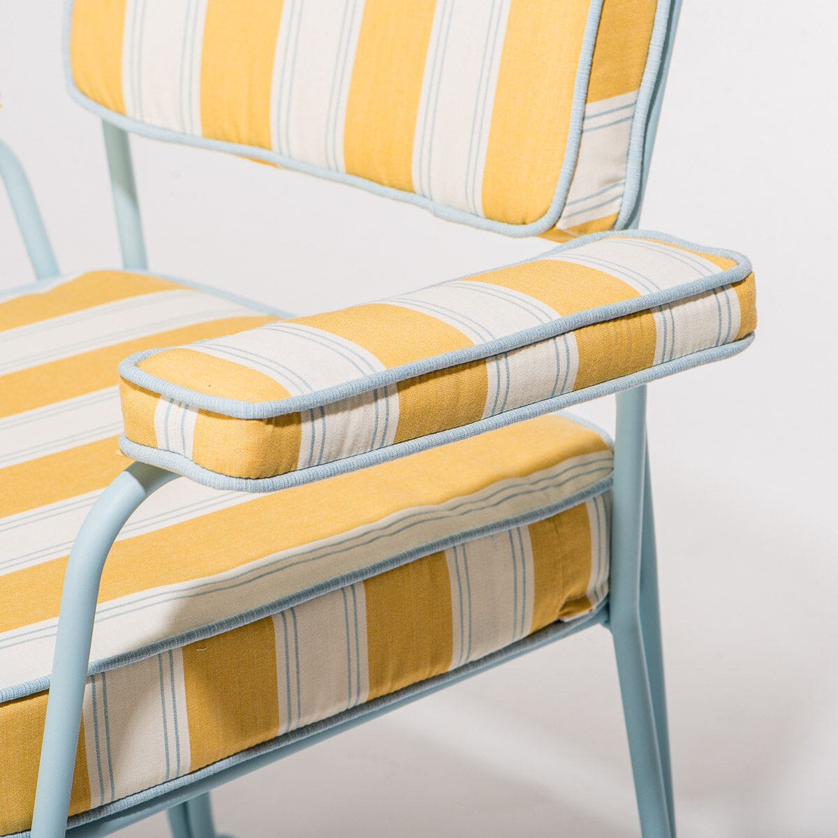 The Waterhouse Dining Chair in Tuuli Stripe Yellow | Powder Blue Frame Waterhouse Dining Chair Kit Business & Pleasure Co.