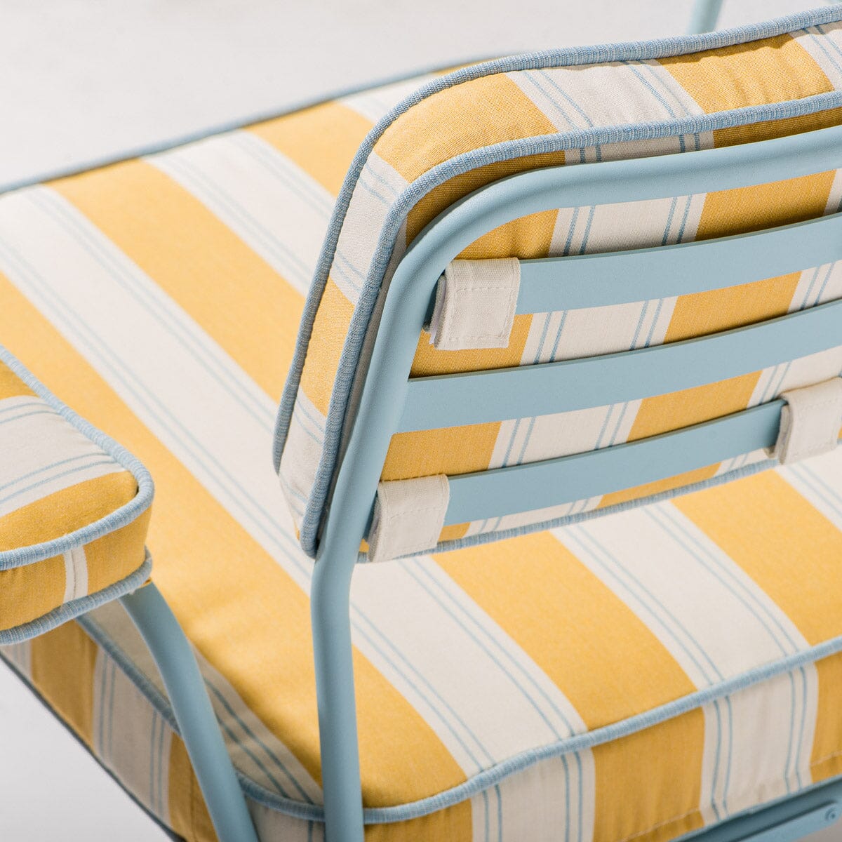 The Waterhouse Dining Chair in Tuuli Stripe Yellow | Powder Blue Frame Waterhouse Dining Chair Kit Business & Pleasure Co.