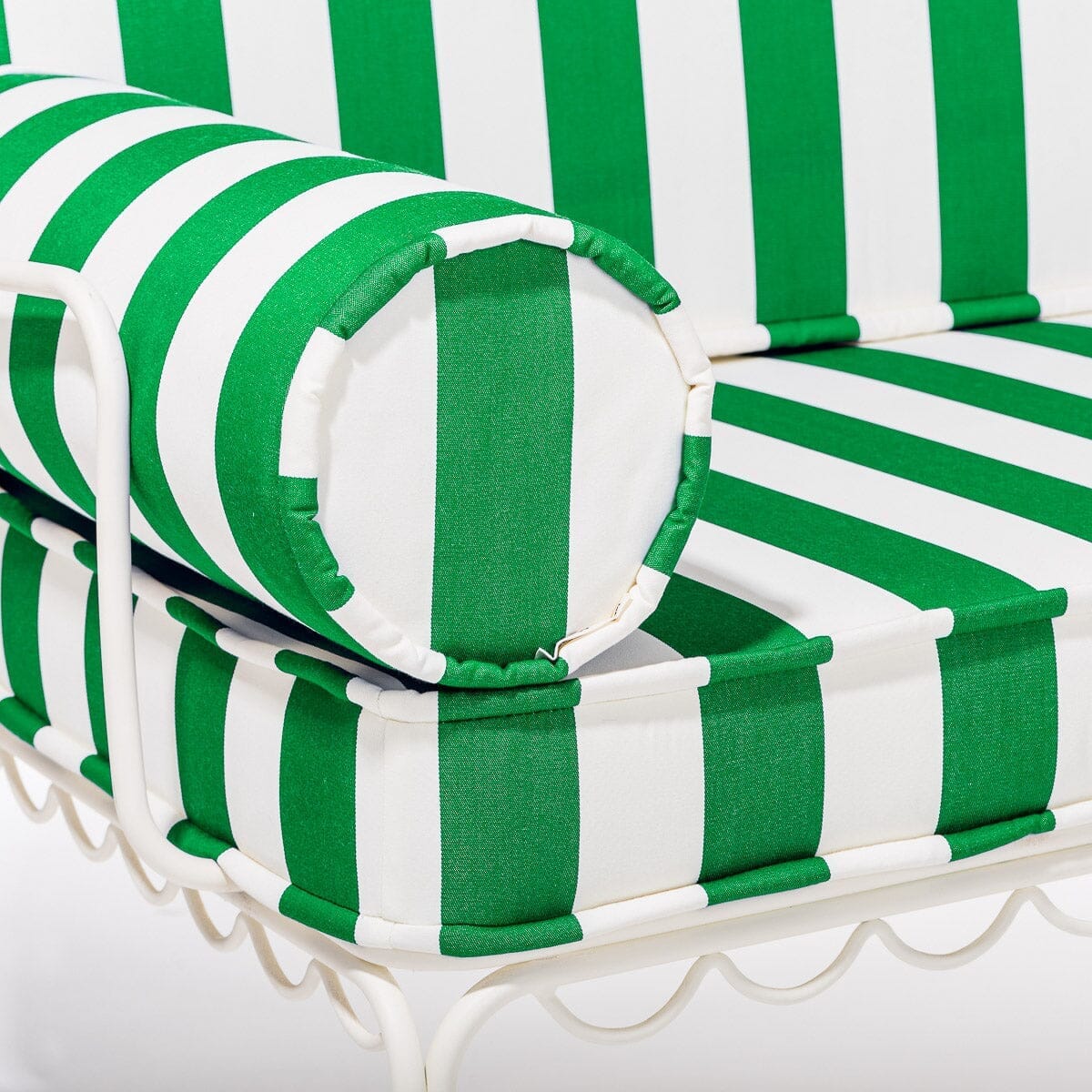 The Al Fresco Love Seat Slip Cover Set - Crew Canyon Green Stripe Al Fresco Love Seat Slip Cover Set Business & Pleasure Co.
