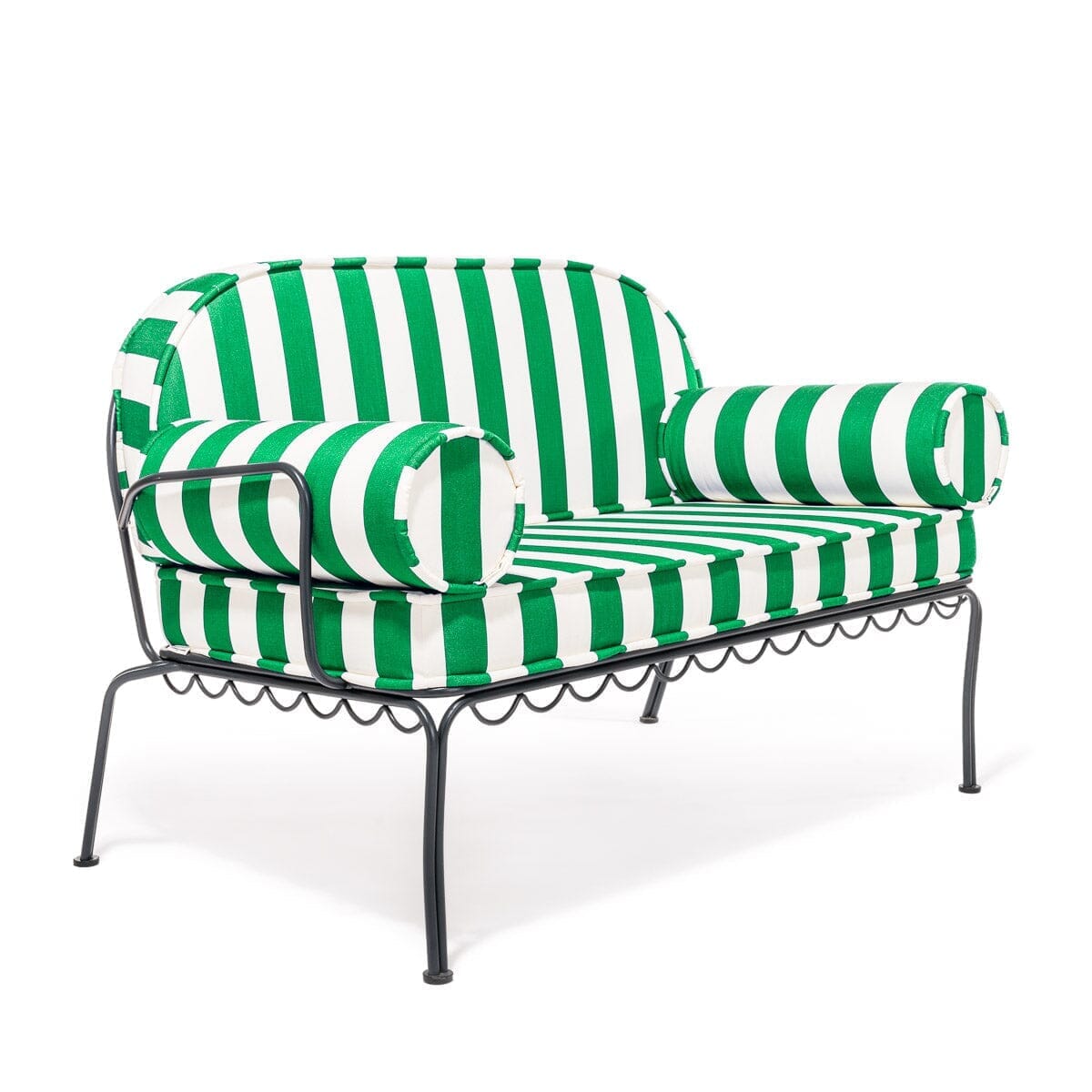 The Al Fresco Love Seat Slip Cover Set - Crew Canyon Green Stripe Al Fresco Love Seat Slip Cover Set Business & Pleasure Co.