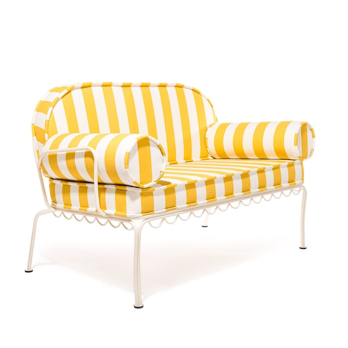 The Al Fresco Love Seat Slip Cover Set - Crew Mimosa Yellow Stripe Al Fresco Love Seat Slip Cover Set Business & Pleasure Co.