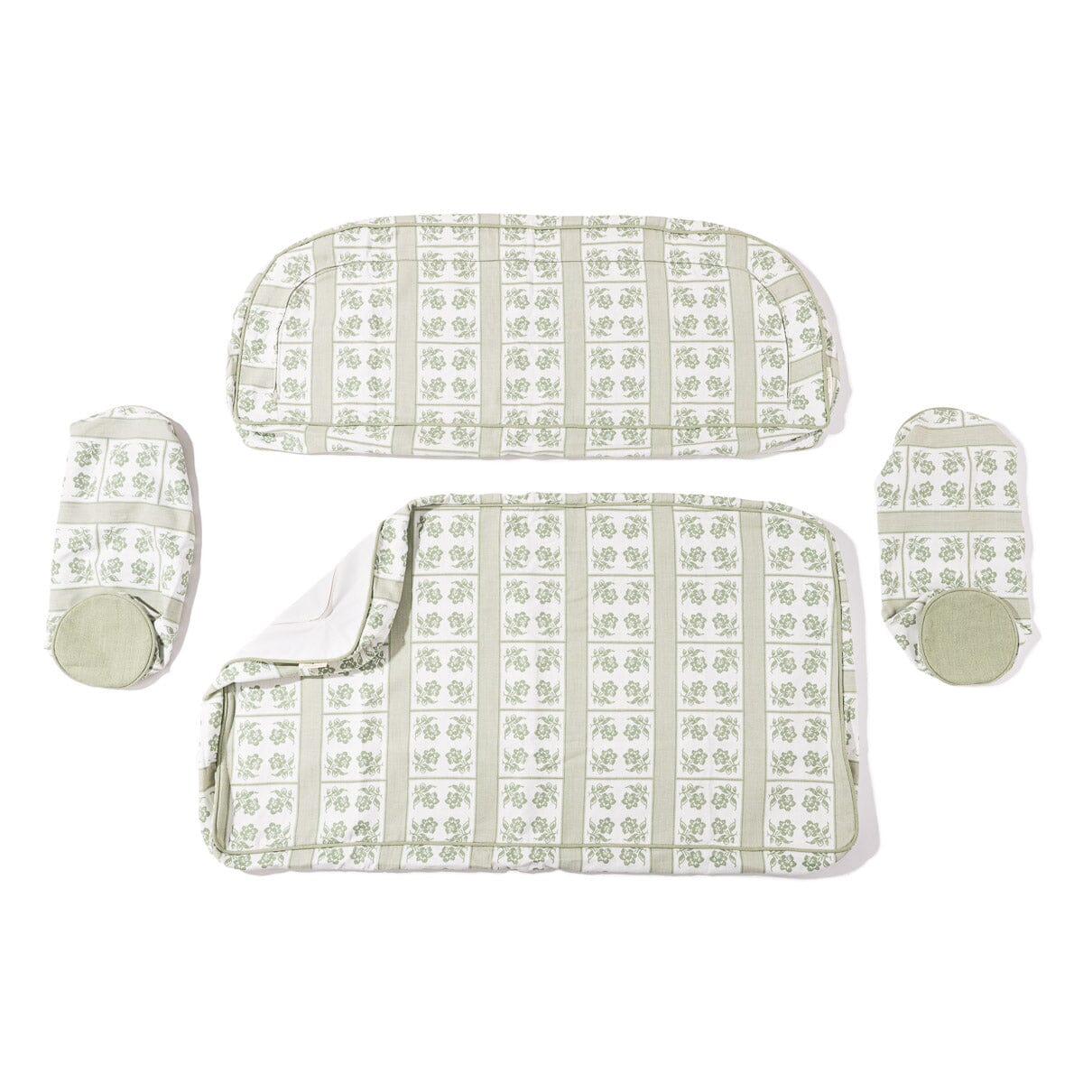 Product image of The Al Fresco Love Seat Slip Cover Set x Julia Berolzheimer in Jacquard Green Al Fresco Love Seat Slip Cover Set B&P Co. x Julia Berolzheimer