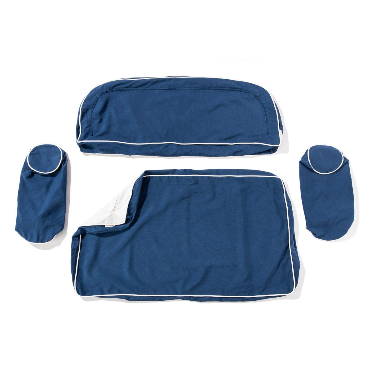 The Al Fresco Love Seat Slip Cover Set x Julia Berolzheimer in Rivie Slate Al Fresco Love Seat Slip Cover Set B&P Co. x Julia Berolzheimer