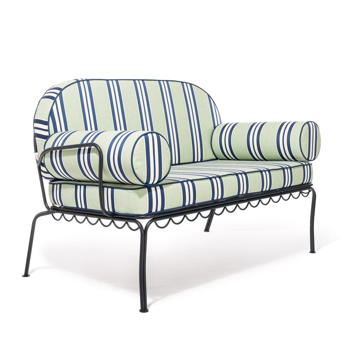 The Al Fresco Love Seat Slip Cover Set x Julia Berolzheimer in Green Stripes Al Fresco Love Seat Slip Cover Set B&P Co. x Julia Berolzheimer